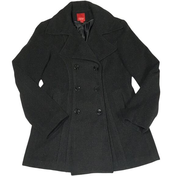 Esprit Pea Coat Double Breasted Wool‎ Blend Grey Women's Small Outerwear Peacoat - Picture 1 of 13